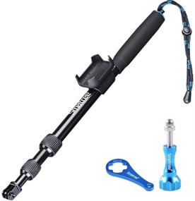 img 3 attached to 📷 Smatree S2 All-Aluminum Alloy Telescopic Pole for GoPro Hero 9/8/7/6/5/4/3 Plus/3/2/1/Session/Gopro Max/DJI OSMO Action Camera - WiFi Remote Controller Not Included