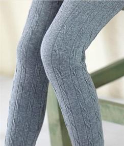 img 3 attached to Stylish and Cozy Cotton Stretch Cable Knit Leggings for Girls - BOGIWELL Autumn Winter Collection