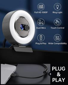 img 3 attached to 🎥 Advanced 2021 CASECUBE FHD 1080P Webcam: Crystal-Clear Video, Built-in Microphone, and Ring Light, Perfect for Streaming, Zoom, and Skype