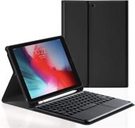 gudou ipad 9.7 дюймов bluetooth клавиатура с сенсорной панелью для ipad 2018-2021, беспроводная съемная клавиатура для ipad с держателем для карандаша, авто сон/пробуждение - черный логотип