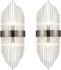 img 4 attached to 🔆 Stylish Mid-Century Glass Rod Wall Sconces - Set of 2 for Bedroom, Bathroom, Living Room