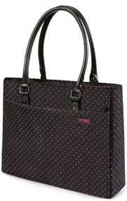 img 4 attached to 👜 DTBG Laptop Tote Bag: Stylish 15.6 Inch Shoulder Bag for Women - Black+Pink Dot Design