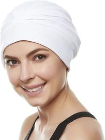 img 2 attached to 💦 BEEMO Women's Swimming Turban: Polyester Latex Lined Pleated Caps for Ladies