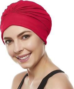 img 3 attached to 💦 BEEMO Women's Swimming Turban: Polyester Latex Lined Pleated Caps for Ladies