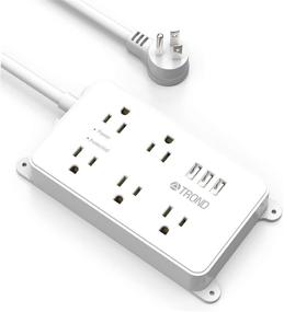 img 4 attached to TROND Power Strip Surge Protector with 5 Widely-Spaced Outlets and 3 USB Ports - Efficient Wall-Mountable Extension for Computers, Kitchens, and TVs (White)