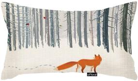 img 4 attached to oFloral Winter Landscape Fox Bird Decorative Throw Pillow Cover - Twin Sided Rectangle Cushion Case (12x20inch): Perfect Sofa or Bed Accent