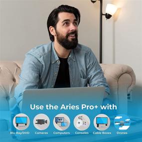 img 1 attached to Адаптер для беспроводной передачи видео Nyrius Aries Pro+ HDMI через Wi-Fi с передатчиком и приемником для потоковой передачи видео 1080p на расстояние до 165 футов от ноутбука, ПК, кабельного телевидения, игровой консоли или цифровой зеркальной фотокамеры на ТВ, проектор или экран в переговорной комнате (NPCS650)