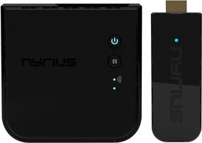 img 4 attached to Адаптер для беспроводной передачи видео Nyrius Aries Pro+ HDMI через Wi-Fi с передатчиком и приемником для потоковой передачи видео 1080p на расстояние до 165 футов от ноутбука, ПК, кабельного телевидения, игровой консоли или цифровой зеркальной фотокамеры на ТВ, проектор или экран в переговорной комнате (NPCS650)