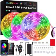 🌈 gusodor 50 feet led strip lights: smart music sync rope lights with remote & app control for color changing, flexible diy light strips ideal for bedroom, party, home - tape led light логотип