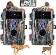 📷 high-quality 2021 upgrade: 2-pack night vision game trail cameras with 24mp 1296p video, no glow, ip66 waterproof, and motion activation logo