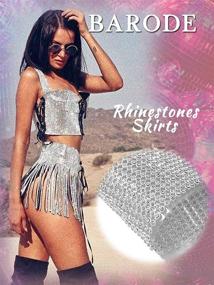 img 1 attached to 👙 Barode Rhinestones Tassel Hip Skirt - Belly Dance Scarf with Crystal Belt, Tribal Fringe Outfits Mini Skirt - Sparkly