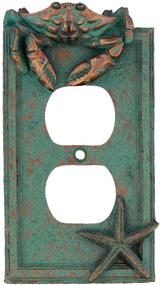 img 3 attached to 🦀 Bronze/Verdigris Finish Nautical Crab Starfish Seashell Beach Wall Plate - Single Switch, Double, Rocker, Outlet (Outlet Cover)