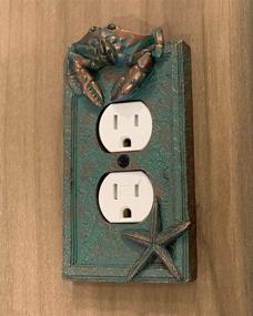 img 1 attached to 🦀 Bronze/Verdigris Finish Nautical Crab Starfish Seashell Beach Wall Plate - Single Switch, Double, Rocker, Outlet (Outlet Cover)