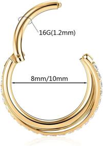 img 3 attached to ❤️ FUNLMO Surgical Steel Hinged Nose Rings Hoop - Sizes 20G to 12G, Seamless Piercing Rings for Nose Septum Cartilage Helix Tragus Conch Rook Daith Lobe - Diameter Range 6mm to 14mm