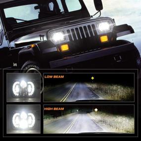 img 2 attached to Улучшенные фары LED 120W 5x7 7x6 для Jeep Wrangler YJ Cherokee XJ - уникальный дизайн "Алмаз", DRL, соответствующий стандартам DOT, 2 шт.