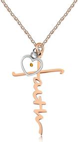 img 4 attached to Stainless Steel Christian Jewelry ZY029 - Charms Faith Cross Necklace with Real Mustard Seed Heart Pendant for Lettering