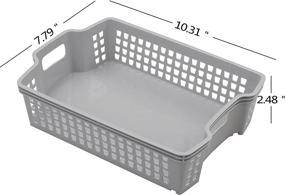 img 3 attached to 📦 Functional and Versatile: Idomy 6-Pack Gray Plastic Storage Trays Baskets for Organized Living