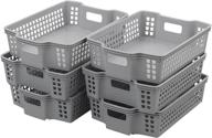 📦 functional and versatile: idomy 6-pack gray plastic storage trays baskets for organized living logo