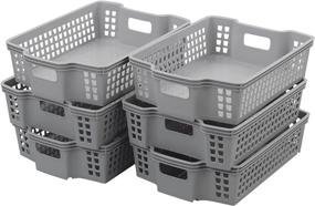 img 4 attached to 📦 Functional and Versatile: Idomy 6-Pack Gray Plastic Storage Trays Baskets for Organized Living