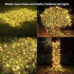 img 3 attached to Outdoor Christmas Decorations - Connectable LED Christmas Net Lights, 160LED 4ftx7ft, Fairy Mesh String Lights for Holiday Party, Wedding, Tree, Bushes Decor - Warm White