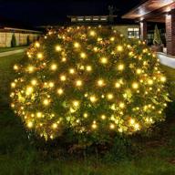 outdoor christmas decorations - connectable led christmas net lights, 160led 4ftx7ft, fairy mesh string lights for holiday party, wedding, tree, bushes decor - warm white logo