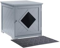 🐱 unipaws cat litter box enclosure & privacy washroom: hidden litter box in sturdy wooden structure, with mat & nightstand functionality logo