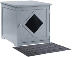 img 4 attached to 🐱 unipaws Cat Litter Box Enclosure & Privacy Washroom: Hidden Litter Box in Sturdy Wooden Structure, with Mat & Nightstand Functionality