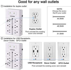 img 2 attached to 🔌 USRISE Multi Plug Outlet Extender Adapter: 12-Outlet Surge Protector Wall Mount for Home, Office, Dorm Essentials - ETL Listed