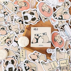 img 4 attached to 🦝 40-Piece Cute Raccoon Paper Small Diary Mini Japanese Stickers Set for Scrapbooking, Flakes Stationery – Adorable Box of Cute Raccoon-themed Stickers