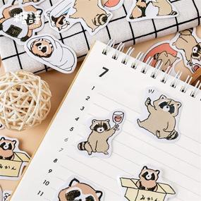 img 1 attached to 🦝 40-Piece Cute Raccoon Paper Small Diary Mini Japanese Stickers Set for Scrapbooking, Flakes Stationery – Adorable Box of Cute Raccoon-themed Stickers