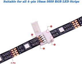 img 3 attached to 🔌 30 Pieces RGB LED Strip Connector Full Kit, 4 Pin 10mm Gapless Solderless Adapter Extension Compatible with SMD 5050 LED Strip - Includes 20 Gapless Connectors, 5 L Connectors, and 5 T Connectors