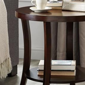 img 2 attached to 🔘 Contemporary Round End Table with Shelf - Roundhill Furniture Perth, Espresso