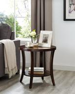 🔘 contemporary round end table with shelf - roundhill furniture perth, espresso логотип