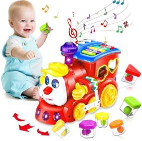 img 4 attached to 🚂 Музыкальный поезд детские игрушки для 1-4-летних: раннее обучение и увлекательное обучение с фруктовым блоком и музыкой и светом - идеальный подарок для малыша!