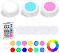 enhance your space with remote controlled rgb puck lights - battery operated 3 pack for bedroom and kitchen under cabinet lighting логотип