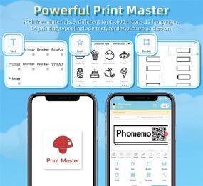 img 1 attached to 🏷️ Phomemo Bluetooth Label Maker D30 - Upgrade Power Print Master with Tape, 203dpi Resolution, Compatible for iOS, Android, and iPad Printing in Home and School