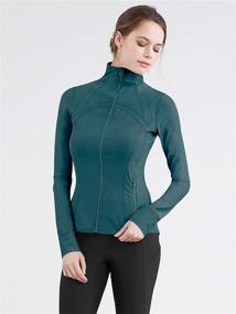 img 2 attached to Lock and Love Women's Full Zip-up Yoga Workout Running Track Jacket: Stay Comfy with Thumb Holes!