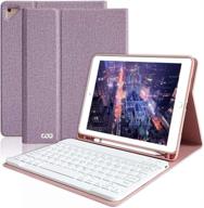 📱 ipad keyboard case 6th generation for 9.7 ipad pro 2018/2017 (5th gen), ipad air 2/air, wireless bluetooth detachable protective cover with pencil holder, smart auto sleep-wake - purple logo
