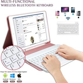 img 2 attached to 📱 iPad Keyboard Case 6th Generation for 9.7 iPad Pro 2018/2017 (5th Gen), iPad Air 2/Air, Wireless Bluetooth Detachable Protective Cover with Pencil Holder, Smart Auto Sleep-Wake - Purple