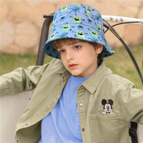 img 2 attached to 👒 ACCSSA Sun Hats for Toddler Kids: Cotton Bucket Hats for Sun Protection UPF 50+, Wide Brim, Chin Strap Beach Hat for Boys and Girls