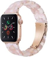 браслет wongeto совместим с apple watch 38мм 40мм серии 6 se/5/4/3/2/1 - женский мужской ремешок из нержавеющей стали с застежкой, модный смолы замена браслета для apple watch (ромашково-розовый, 38мм/40мм) логотип