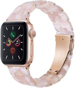 img 4 attached to Браслет Wongeto совместим с Apple Watch 38мм 40мм Серии 6 SE/5/4/3/2/1 - Женский Мужской Ремешок из нержавеющей стали с застежкой, модный смолы замена браслета для Apple Watch (ромашково-розовый, 38мм/40мм)