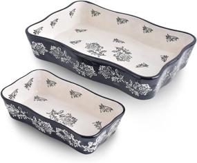 img 4 attached to Enhance Your Baking Experience with Wisenvoy Ceramic Bakeware Sets: Lasagna Pan + 2-pcs Casserole Dish Bakeware Set – Black Baking Set