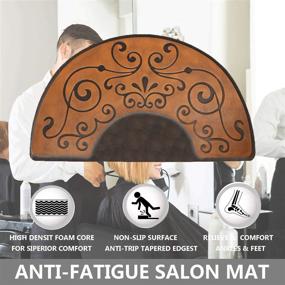 img 2 attached to 💆 Amcomfy 3 ft. x 5 ft. Anti Fatigue Semi Circle Salon Mat: Enhance Comfort and Safety in Your Salon or Barber Shop with this Anti-Slip Antique Series Floor Mat (3' x 5' x 5/8'', Antique Light)