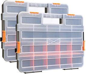 img 4 attached to MIXPOWER 15-inch 2-Pack Toolbox Organizer Sets with 20 Removable Dividers - Durable Plastic Box, Perfect for Small Parts, Screws, Nuts - 34-Compartment, Black/Orange Design - (2 Pieces Set)