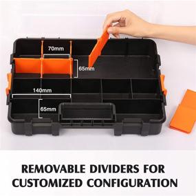 img 2 attached to MIXPOWER 15-inch 2-Pack Toolbox Organizer Sets with 20 Removable Dividers - Durable Plastic Box, Perfect for Small Parts, Screws, Nuts - 34-Compartment, Black/Orange Design - (2 Pieces Set)