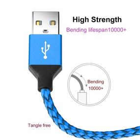 img 1 attached to 🔵 Blue Micro USB Charging Cable Set - Sagmoc Android Charger Cord, Pack of 5 - 2FT, 3FT, 6FT, 6FT, 10FT - Compatible with Samsung S7, S6 Edge, Kindle, Note 5, Android Smartphone, MP3, Tablet, and More