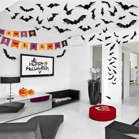 img 2 attached to 🦇 72pcs 3D Bat Stickers - Realistic PVC Scary Black Bat Decorations in 12 Sizes for Home Decor, DIY Wall Decal, Halloween, Bathroom, Indoor Hallowmas Party Supplies