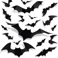 🦇 72pcs 3d bat stickers - realistic pvc scary black bat decorations in 12 sizes for home decor, diy wall decal, halloween, bathroom, indoor hallowmas party supplies logo