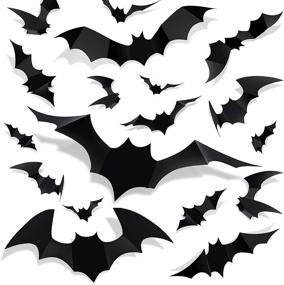 img 4 attached to 🦇 72pcs 3D Bat Stickers - Realistic PVC Scary Black Bat Decorations in 12 Sizes for Home Decor, DIY Wall Decal, Halloween, Bathroom, Indoor Hallowmas Party Supplies